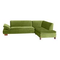 Sofa 2,5-Sitzer links mit Ecksofa rechts TERRENCE-23 Samtvelours Farbe oliv Sitzhärte weich B: 270cm T: 190cm H: 76cm