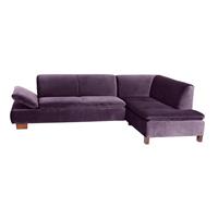 Sofa 2,5-Sitzer links mit Ecksofa rechts TERRENCE-23 Samtvelours Farbe purple Sitzhärte weich B: 270cm T: 190cm H: 76cm