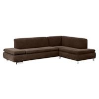 Sofa 2,5-Sitzer links mit Ecksofa rechts TERRENCE-23 Veloursstoff Farbe braun Sitzhärte weich B: 270cm T: 190cm H: 76cm