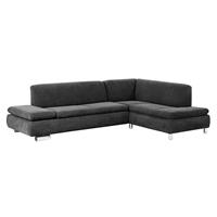 Sofa 2,5-Sitzer links mit Ecksofa rechts TERRENCE-23 Veloursstoff Farbe anthrazit Sitzhärte weich B: 270cm T: 190cm H: 76cm