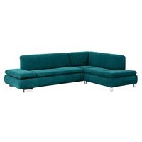 Sofa 2,5-Sitzer links mit Ecksofa rechts TERRENCE-23 Veloursstoff Farbe petrol Sitzhärte weich B: 270cm T: 190cm H: 76cm