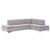 Sofa 2,5-Sitzer links mit Ecksofa rechts TERRENCE-23 Veloursstoff Farbe silber Sitzhärte weich B: 270cm T: 190cm H: 76cm