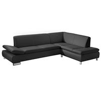 Sofa 2,5-Sitzer links mit Ecksofa rechts TERRENCE-23 Kunstleder Farbe schwarz Sitzhärte weich B: 270cm T: 190cm H: 76cm