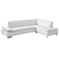 Sofa 2,5-Sitzer links mit Ecksofa rechts TERRENCE-23 Kunstleder Farbe weiß Sitzhärte weich B: 270cm T: 190cm H: 76cm