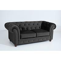 Sofa 2-Sitzer ORLEANS-23 Samtvelours Farbe schwarz Sitzhärte mittel B: 196cm T: 100cm H: 77cm