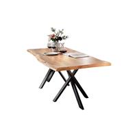 SIT Eettafel Tables met boomstamrand en opvallend onderstel van metaal, vintage