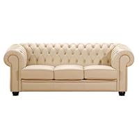 Sofa 3-Sitzer CHANDLER-23 Kunstleder Farbe beige Sitzhärte mittel B: 200cm T: 98cm H: 76cm