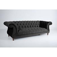 Sofa 3-Sitzer IVETTE-23 Samtvelours Farbe schwarz Sitzhärte mittel B: 253cm T: 100cm H: 80cm