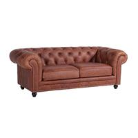 Sofa 2,5-Sitzer ORLEANS-23 leicht pigmentiertes Nappaleder (Antikleder) Farbe cognac Sitzhärte mittel B: 216cm T: 100cm H: 77cm