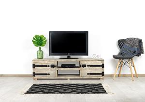 steigerhouttrend Steigerhouten TV meubel Weston met industriele scharnieren