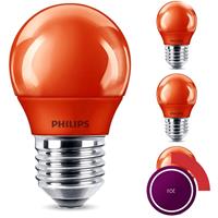philips LED Lampe, E27 Tropfenform P45, rot, nicht dimmbar, 4er Pack [Energieklasse C] - 