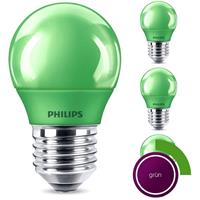 philips LED Lampe, E27 Tropfenform P45, grün, nicht dimmbar, 4er Pack [Energieklasse C]