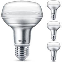 philips LED Lampe ersetzt 60W, E27 Reflektor R80, klar, warmweiß, 345 Lumen, nicht dimmbar, 4er Pack [Energieklasse A+] - 