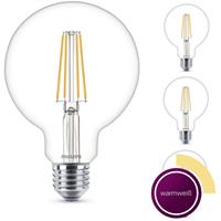 philips LED Lampe ersetzt 60W, E27 Globe G93, klar -Filament, warmweiß, 806 Lumen, nicht dimmbar, 4er Pack [Energieklasse A++] - 