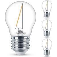 philips LED Lampe ersetzt 15W, E27 Tropfen P45, klar, warmweiß, 136 Lumen, nicht dimmbar, 4er Pack [Energieklasse A++] - 