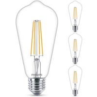 philips LED Lampe ersetzt 40W, E27 Edisonform ST64, klar, warmweiß, 470 Lumen, nicht dimmbar, 4er Pack [Energieklasse A++] - 