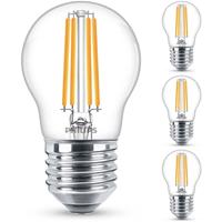 philips LED Lampe ersetzt 60W, E27 Tropfenform P45, klar, warmweiß, 806 Lumen, nicht dimmbar, 4er Pack [Energieklasse A++] - 