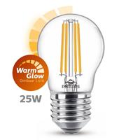 philips LED WarmGlow Lampe ersetzt 25W, E27 Tropfenform P45, klar, warmweiß, 250 Lumen, dimmbar, 1er Pack [Energieklasse A+]