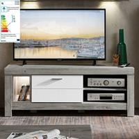 wohn-concept Modernes TV-Lowboard inkl. LED in weiß matt und Haveleiche GRONAU-55 BxHxT: 150x59x47cm