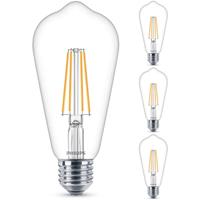 philips LED Lampe ersetzt 60W, E27 Edisonform ST64, klar, warmweiß, 806 Lumen, nicht dimmbar, 4er Pack [Energieklasse A++] - 