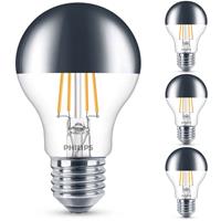 philips LED Lampe ersetzt 50W, E27 Standardform A60, Kopfspiegel, warmweiß, 650 Lumen, dimmbar, 4er Pack [Energieklasse A+] - 