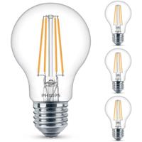 philips LED Lampe ersetzt 60W, E27 Standardform A60, klar, warmweiß, 806 Lumen, nicht dimmbar, 4er Pack [Energieklasse A++] - 