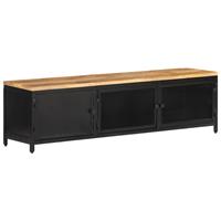 vidaxl TV-Schrank 130x30x37 cm Raues Mango-Massivholz Schwarz