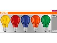 osram LED Lampen Set  BASE DECOR , E27, EEK: A, 2 W, 136 lm, farbig 5-teilig