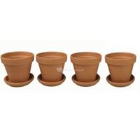 plantenwinkel.nl Terracotta bloempotten 23 cm met schotel quadro set