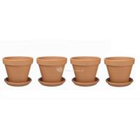 plantenwinkel.nl Terracotta bloempotten 30 cm met schotel quadro set