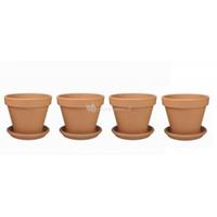 plantenwinkel.nl Terracotta bloempotten 35 cm met schotel quadro set