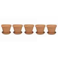 plantenwinkel.nl Terracotta bloempotten 33 cm met schotel penta set