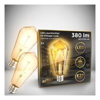 b.k.licht 2x LED Leuchtmittel Vintage Filament Industrie Lampe E27 Retro Glühbirne ST64 4W