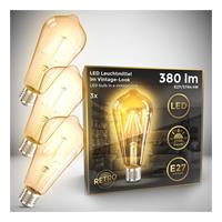 b.k.licht 3x LED Leuchtmittel Filament Vintage Industrie Lampe E27 Retro Glühbirne ST64 4W
