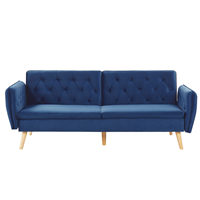 beliani 2-Sitzer Sofa mit Schlaffunktion aus Samtstoff blau Bardu - Blau