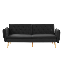 Beliani - 2-Sitzer Sofa mit Schlaffunktion aus Samtstoff schwarz Bardu - Schwarz