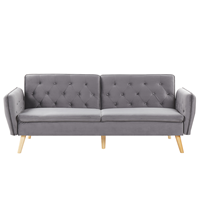 beliani 2-Sitzer Sofa mit Schlaffunktion aus Samtstoff grau Bardu - Grau