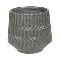 d&mdeco Pot Notable Dark Grey ronde bloempot voor binnen 14x12 cm grijs