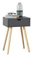 [en.casa] Beistelltisch Östersund mit Schublade 60x40x30 cm Kommode Retro Nachttisch Schubladentisch Massivholz Spanplatte Dunkelgrau - 