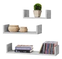 [en.casa] 3er Set Schweberegal Vennesia Wandregal 3-teilig Hängeregal Ablage Wandboard Betonoptik Grau