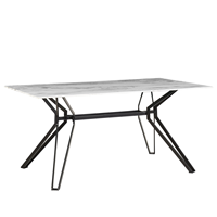 Beliani Eettafel glas wit/zwart marmer-look 160 x 90 cm BALLINA