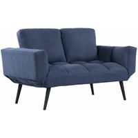 homcom Schlafsofa Klappsofa 2-Sitzer Stoffsofa Sofa mit Schlaffunktion Samt Metall Blau - blau - 