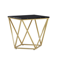 beliani Moderner Beistelltisch geometrisch schwarz Marmor Optik mit goldenen Beinen - Gold