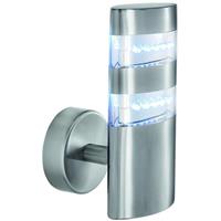 Searchlight India - buiten wandverlichting - 10 x 19,5 cm - 1,5W LED incl. - IP44 - satijn zilver