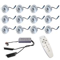 Grote set compacte led inbouwspots - 12 Ledspots - 3 Watt - 2700K - Dimbaar