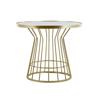 beliani Couchtisch Weiß MDF-Platte Marmor Optik Rund 50 cm mit Goldenem Metallgestell Modern Glamour Stil Sofatisch für Wohnzimmer Salon Möbel - Weiß