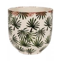 NTD International Bowl Grenada Dark Green S 16x15 cm donkergroene palm ronde bloempot voor binnen