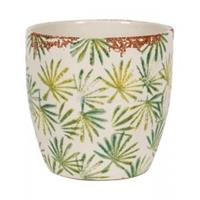 NTD International Pot Grenada Light Green M 18x16 cm lichtgroene palm ronde bloempot voor binnen