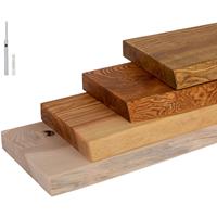 LAMO MANUFAKTUR Wandregal Holz Baumkante Schweberegal inkl. 2 Tablarträger, Esche Roh 40cm, LW-01-A-001-40W