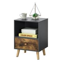 En.casa Beistelltisch 40x30x54cm mit Schublade Nachttisch mit Ablagefach in verschiedenen Farben schwarz-kombi